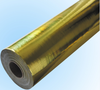 Wide large finished roll of gold aluminum laminated woven fabric, durable coating for mass bubble insulation manufacturing