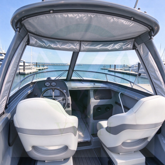Reflective UV resistant metallized composite woven fabric for yacht cockpit sunshade, sun shielding material