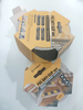 Stacked multi-roll display of black-orange warning anti slip tape, bulk supply for large-scale hazardous passage paving