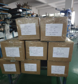Packed cartons of aluminum foil night curtains in warehouse, rush shipment for Chile supermarket project