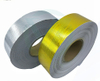Set display of gold & silver aluminum foil fiberglass tape rolls for industrial engine repair, high temperature resistant heat insulation sealing