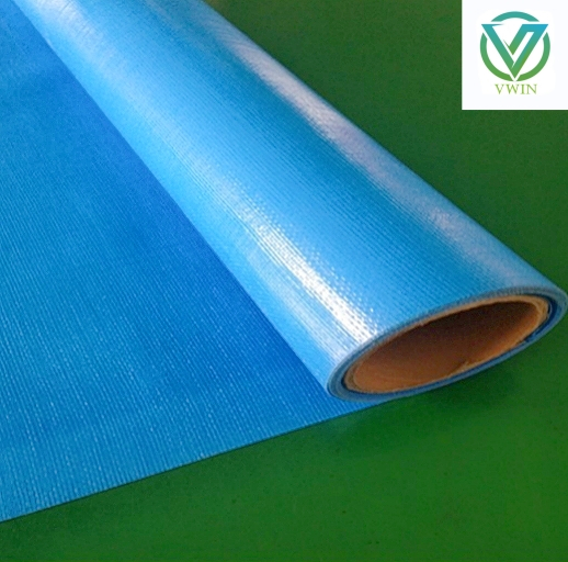 Main image of durable waterproof reinforced blue woven fabric roll, tear-resistant tarpaulin material for outdoor equipment rain cover