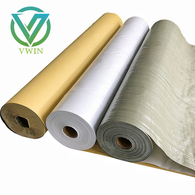 Main image of grey PE-laminated woven fabric rolls, high-density base for aluminum foil lamination & building thermal insulation