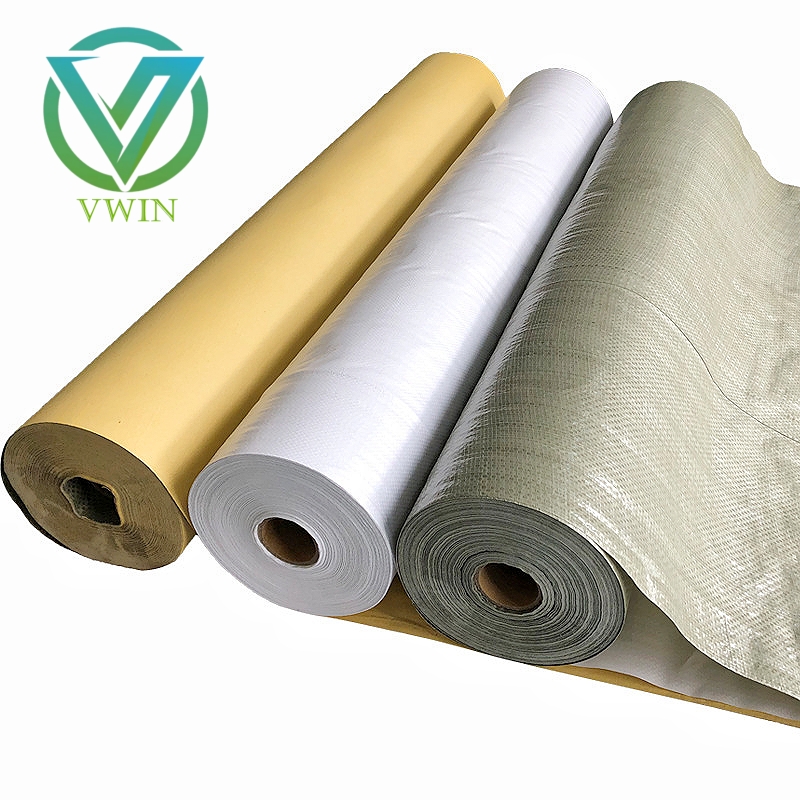 Main image of grey PE-laminated woven fabric rolls, high-density base for aluminum foil lamination & building thermal insulation