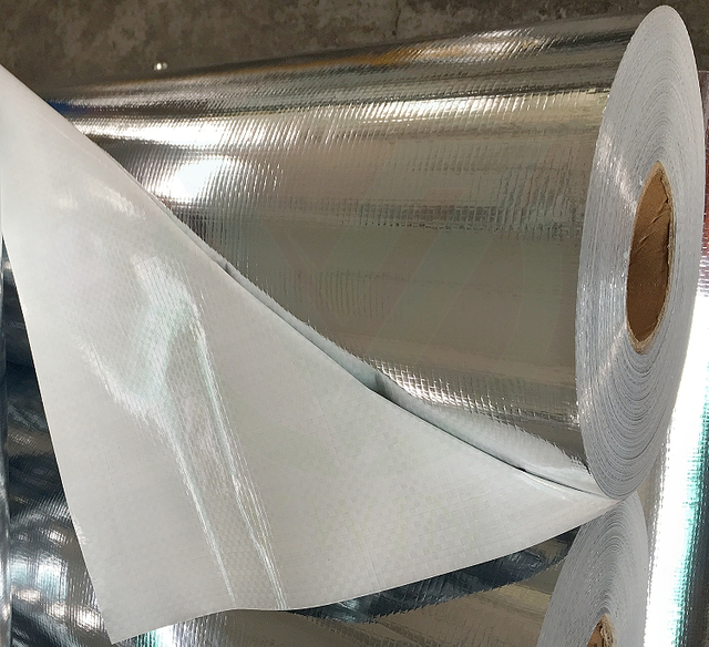 Main image of reflective MPET-coated woven fabric, heat-reflective vapor barrier substrate for building bubble insulation lamination