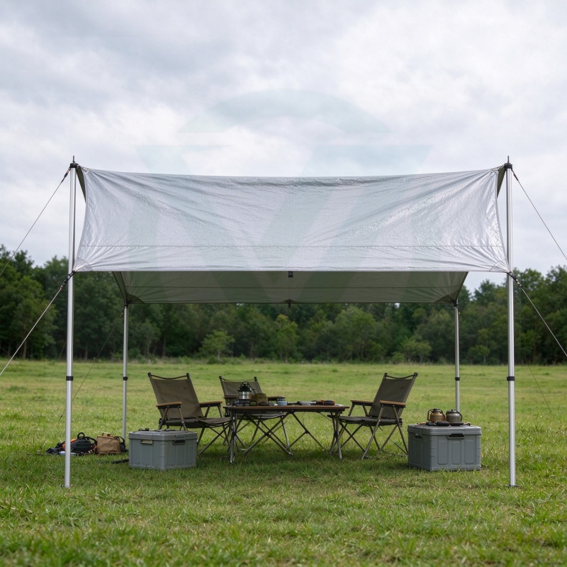 Reflective anti-UV rain-resistant MPET laminated woven fabric for camping tarp sunshade