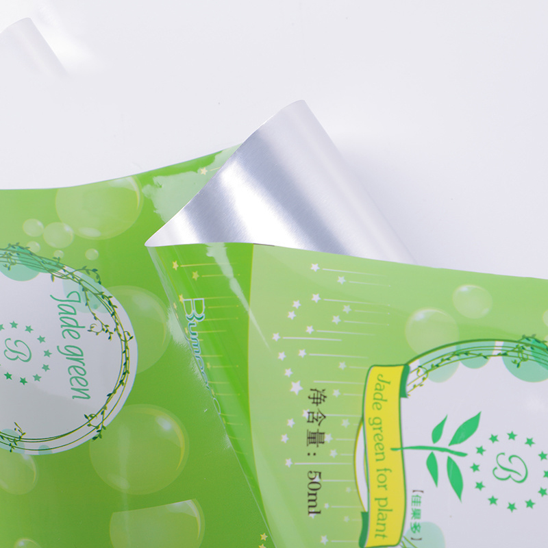 Printed aluminum-plastic composite film, showing silver aluminum inner layer, surface treatment for packaging material