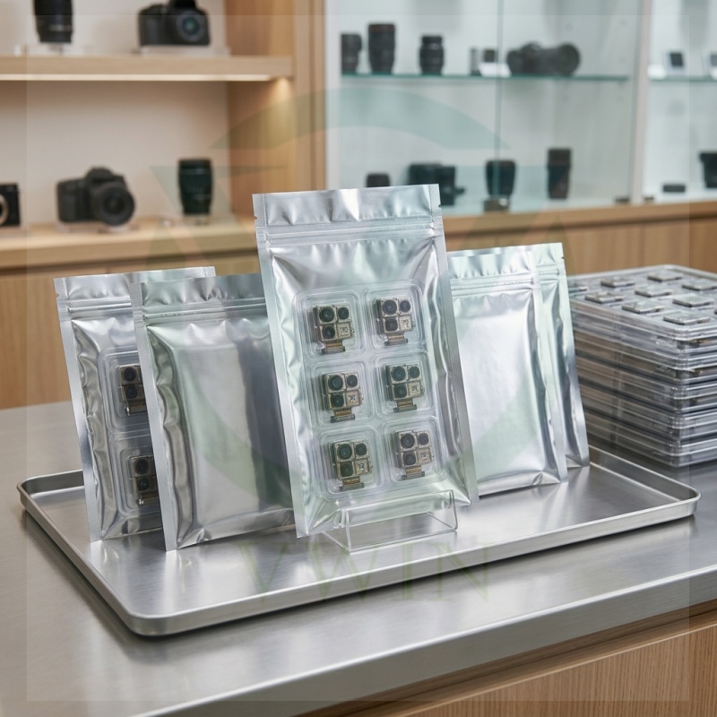 Anti-dust ESD safe PET laminated aluminum foil PE coating, camera module foil bags main product photo