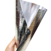 Hand folded shot of MPET scrim foil tape, flexible to fit curved gaps of roof & air duct vapor barrier