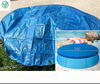 Outdoor coverage shot of blue waterproof woven tarpaulin, rain & dust shield for truck and construction goods