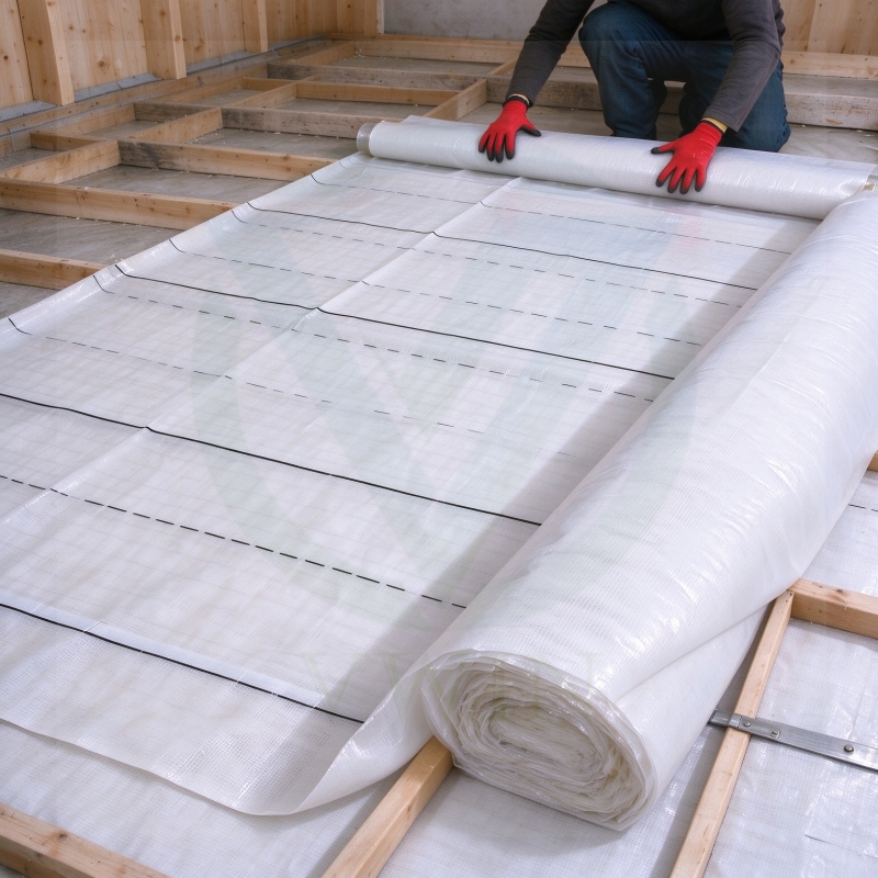 Moisture-proof PP woven fabric coated PP laminated mineral wool for underfloor heating insulation