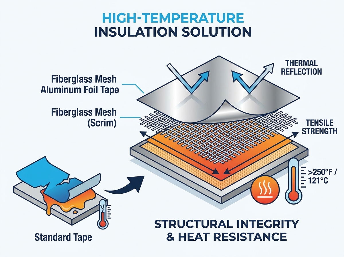 Fiberglass Mesh Aluminum Foil Tape for High-Temperature Insulation